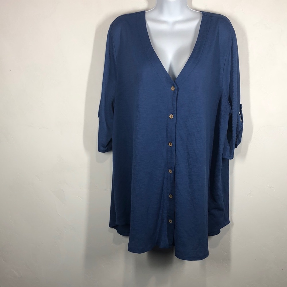 Siren Lily blue button down blouse size 3X